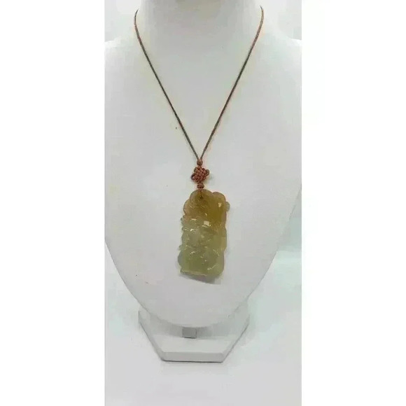 Vintage Jade Hand Carved necklace Pendant Necklace Peacock Beauty Luck Symbol - Picture 1 of 16